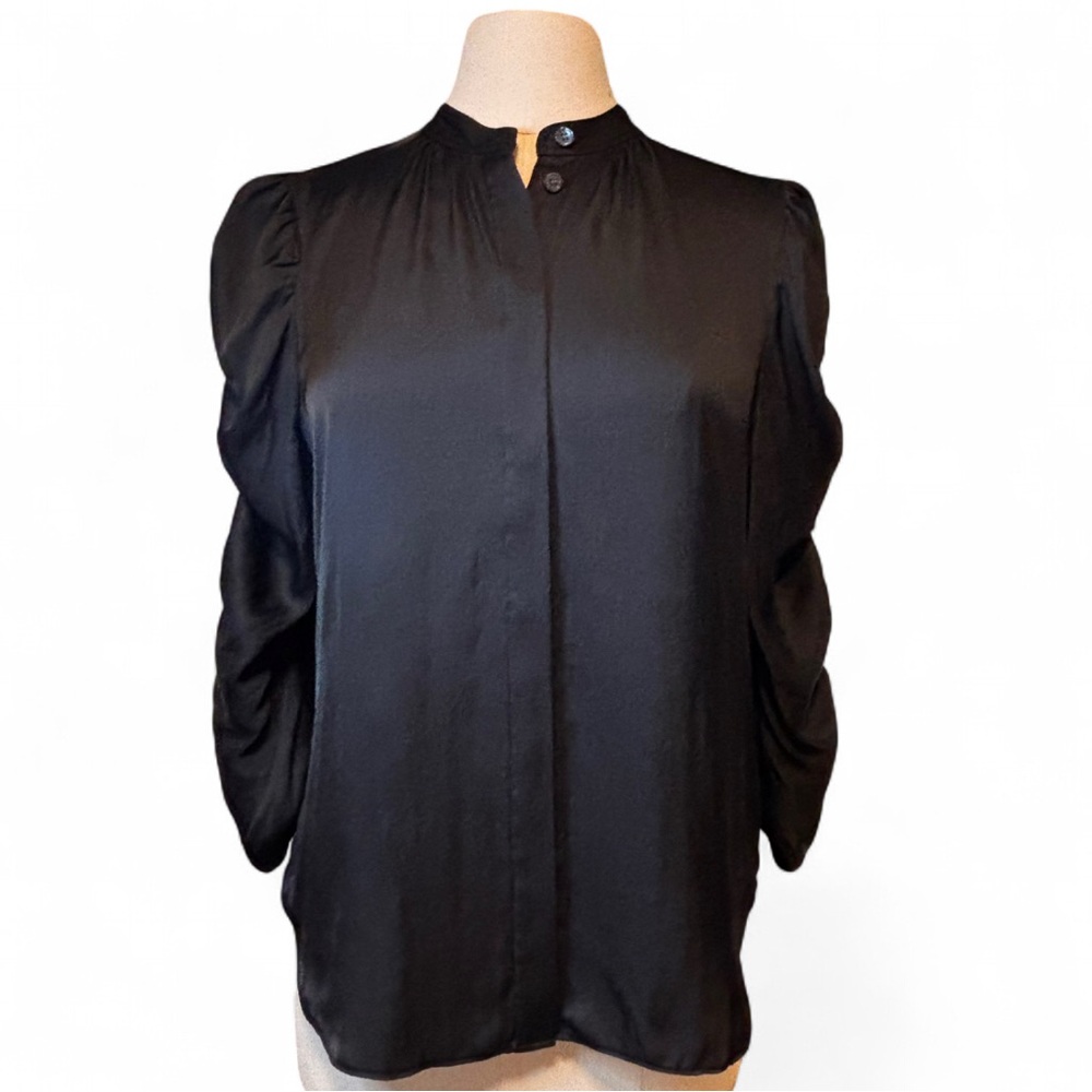 Frame Denim Silk Alexandra Black Blouse NWT size M